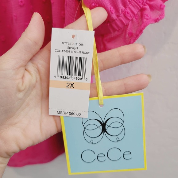 NWT CeCe Bright Rose Swiss Dots Blouse Top Women's Size 2X - Picture 8 of 13